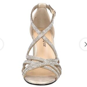 Bella Vita Gold Rhinestone Heels